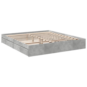 Bed Frame with Drawers without Mattress Concrete Grey 180x200 cm Super King