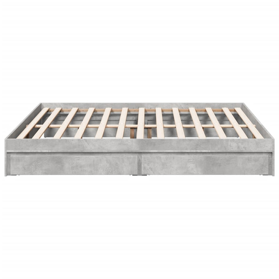 Bed Frame with Drawers without Mattress Concrete Grey 180x200 cm Super King