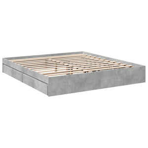 Bed Frame with Drawers without Mattress Concrete Grey 180x200 cm Super King