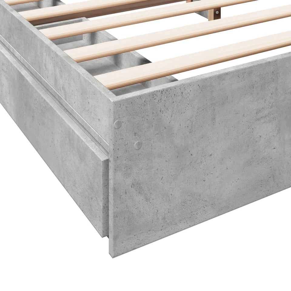 Bed Frame with Drawers without Mattress Concrete Grey 180x200 cm Super King