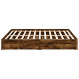 Bed Frame with Drawers without Mattress Smoked Oak 180x200 cm Super King