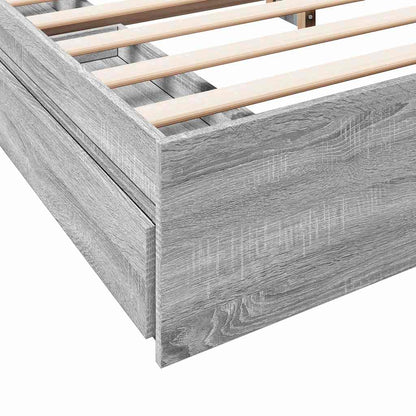 Bed Frame with Drawers without Mattress Grey Sonoma 180x200 cm Super King