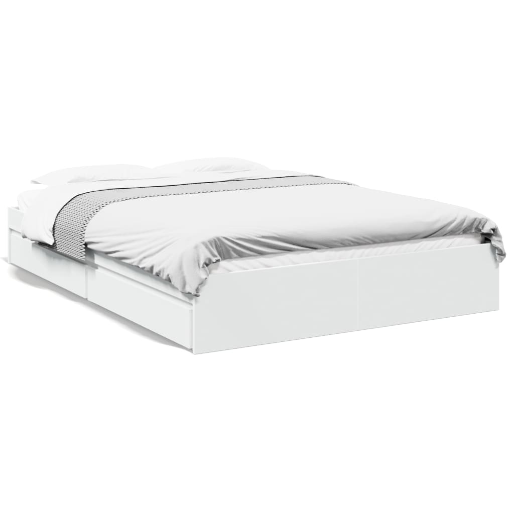 Bed Frame with Drawers without Mattress White 160x200 cm