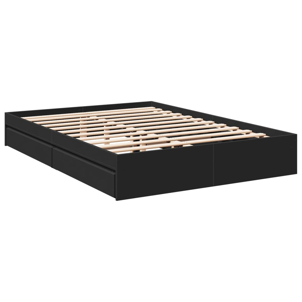 Bed Frame with Drawers without Mattress Black 160x200 cm