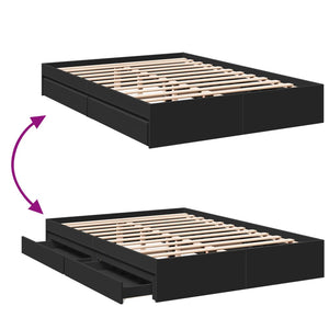 Bed Frame with Drawers without Mattress Black 160x200 cm