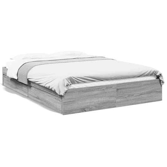 Bed Frame with Drawers without Mattress Grey Sonoma 160x200 cm