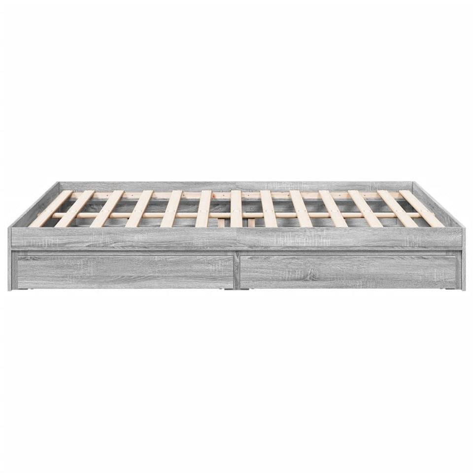 Bed Frame with Drawers without Mattress Grey Sonoma 160x200 cm