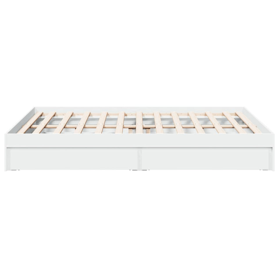 Bed Frame with Drawers without Mattress White 150x200 cm King Size