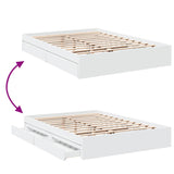 Bed Frame with Drawers without Mattress White 150x200 cm King Size