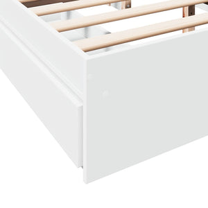 Bed Frame with Drawers without Mattress White 150x200 cm King Size