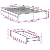 Bed Frame with Drawers without Mattress White 150x200 cm King Size