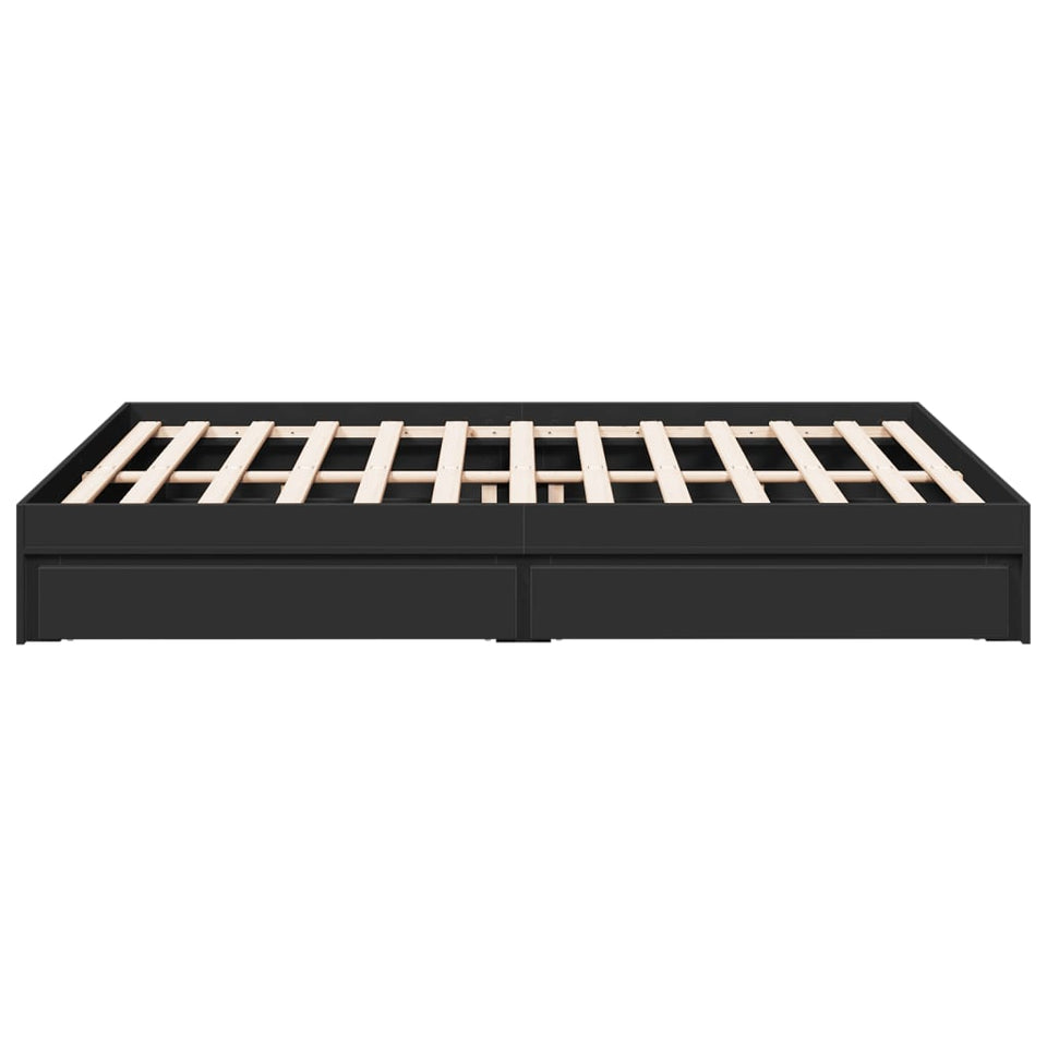 Bed Frame with Drawers without Mattress Black 150x200 cm King Size