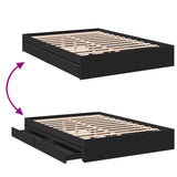 Bed Frame with Drawers without Mattress Black 150x200 cm King Size