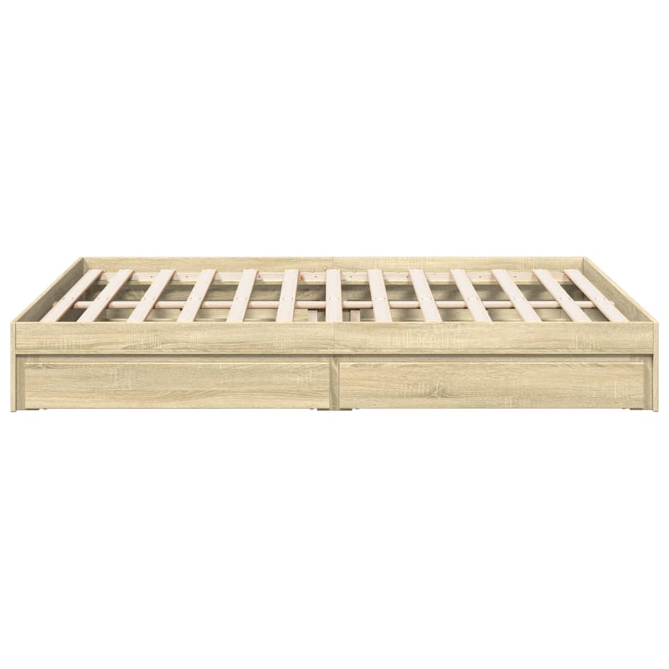 Bed Frame with Drawers without Mattress Sonoma Oak 150x200 cm King Size