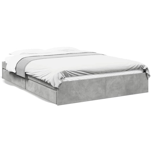 Bed Frame with Drawers without Mattress Concrete Grey 150x200 cm King Size
