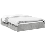 Bed Frame with Drawers without Mattress Concrete Grey 150x200 cm King Size