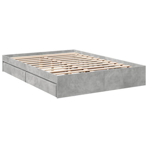 Bed Frame with Drawers without Mattress Concrete Grey 150x200 cm King Size