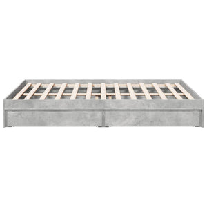 Bed Frame with Drawers without Mattress Concrete Grey 150x200 cm King Size