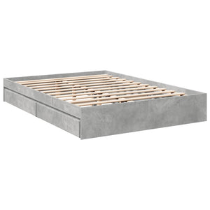 Bed Frame with Drawers without Mattress Concrete Grey 150x200 cm King Size