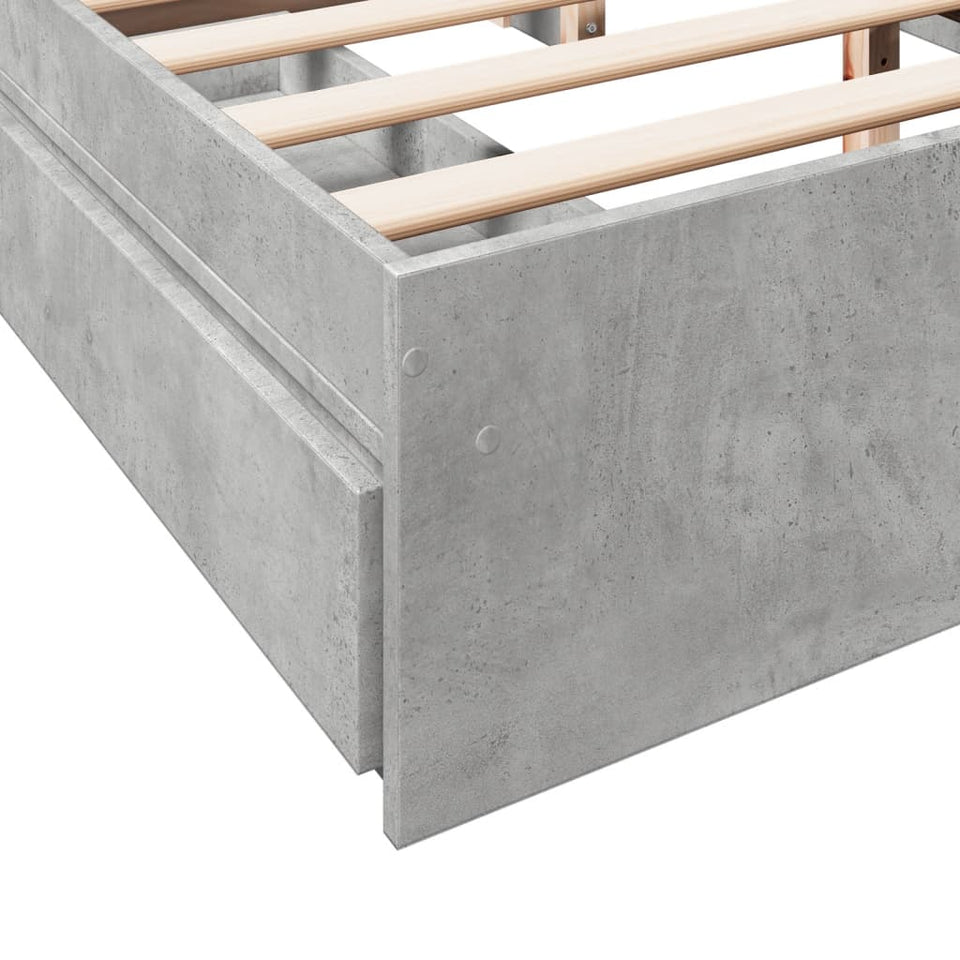 Bed Frame with Drawers without Mattress Concrete Grey 150x200 cm King Size