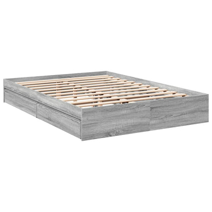Bed Frame with Drawers without Mattress Grey Sonoma 150x200 cm King Size