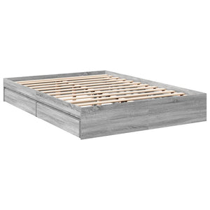 Bed Frame with Drawers without Mattress Grey Sonoma 150x200 cm King Size