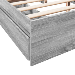 Bed Frame with Drawers without Mattress Grey Sonoma 150x200 cm King Size