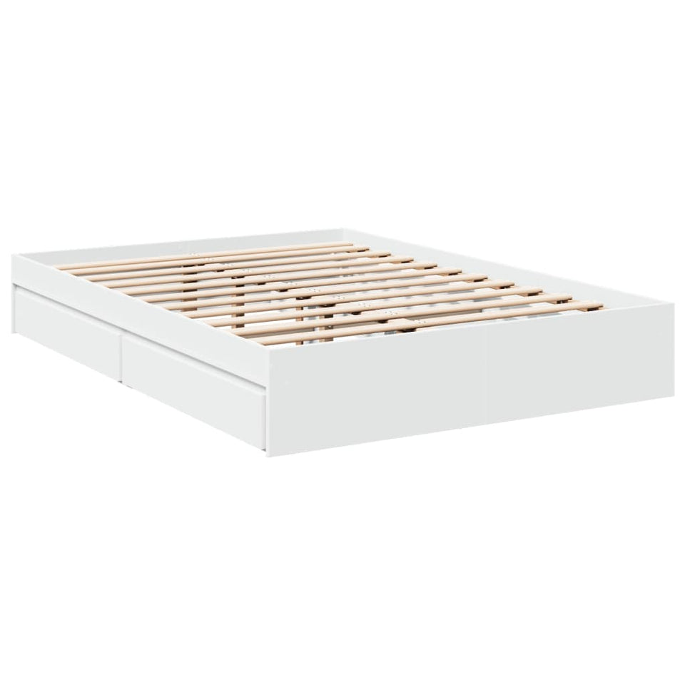 Bed Frame with Drawers without Mattress White 140x200 cm