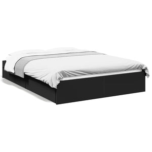 Bed Frame with Drawers without Mattress Black 140x200 cm