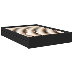 Bed Frame with Drawers without Mattress Black 140x200 cm