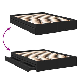 Bed Frame with Drawers without Mattress Black 140x200 cm