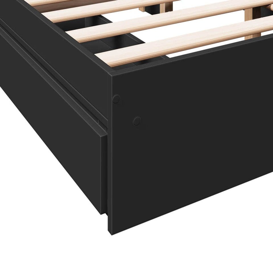 Bed Frame with Drawers without Mattress Black 140x200 cm