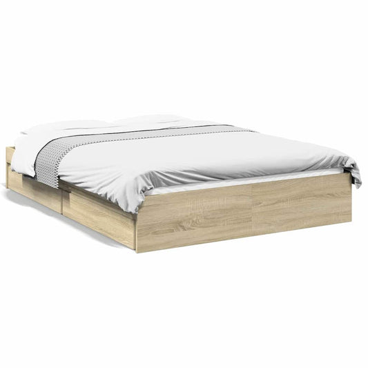 Bed Frame with Drawers without Mattress Sonoma Oak 140x200 cm
