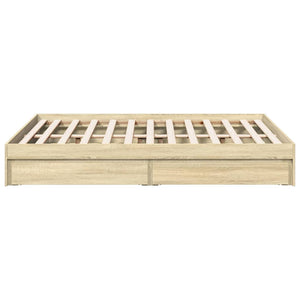 Bed Frame with Drawers Sonoma Oak 140x200 cm Engineered Wood