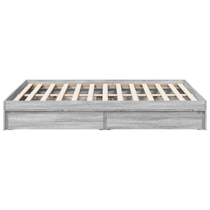 Bed Frame with Drawers without Mattress Grey Sonoma 140x200 cm