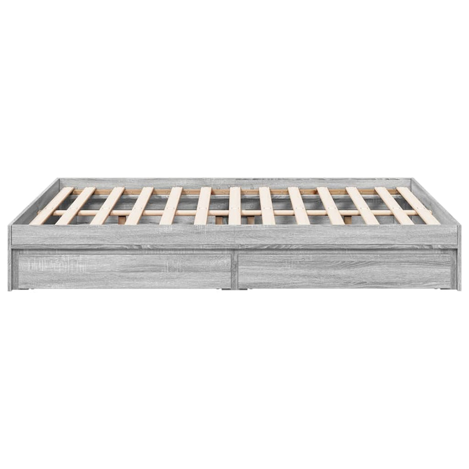 Bed Frame with Drawers without Mattress Grey Sonoma 140x200 cm