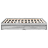 Bed Frame with Drawers without Mattress Grey Sonoma 140x200 cm