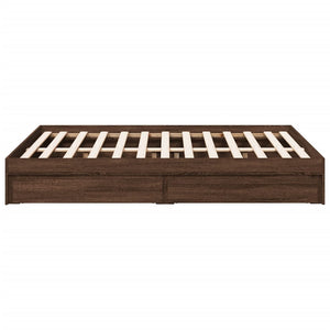 Bed Frame with Drawers without Mattress Brown Oak 140x200 cm