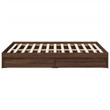 Bed Frame with Drawers without Mattress Brown Oak 140x200 cm