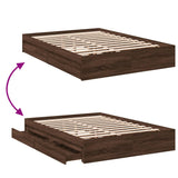 Bed Frame with Drawers without Mattress Brown Oak 140x200 cm