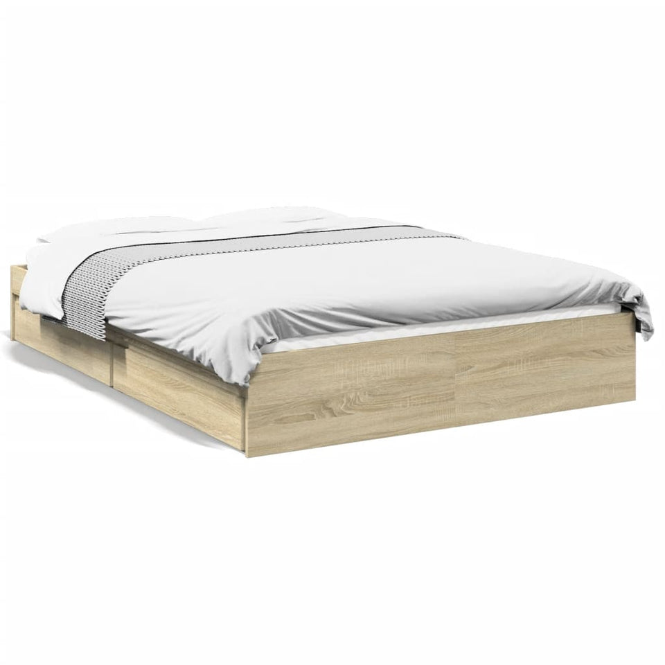 Bed Frame with Drawers without Mattress Sonoma Oak 120x200 cm