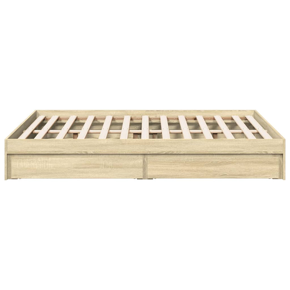 Bed Frame with Drawers without Mattress Sonoma Oak 120x200 cm