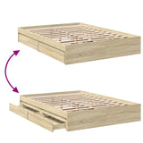 Bed Frame with Drawers without Mattress Sonoma Oak 120x200 cm