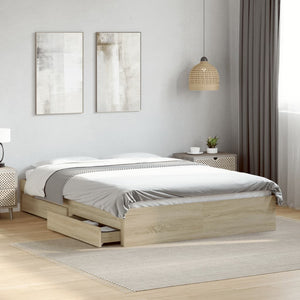 Bed Frame with Drawers without Mattress Sonoma Oak 120x200 cm