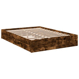 Bed Frame with Drawers without Mattress Smoked Oak 120x200 cm