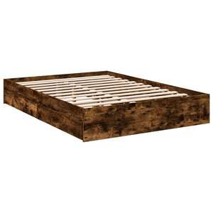 Bed Frame with Drawers without Mattress Smoked Oak 120x200 cm