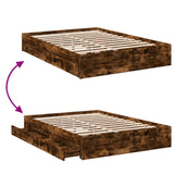 Bed Frame with Drawers without Mattress Smoked Oak 120x200 cm