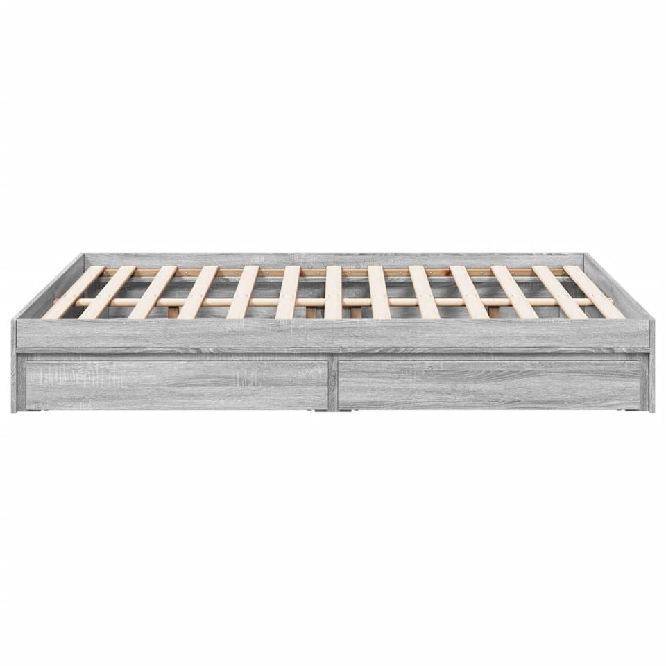 Bed Frame with Drawers without Mattress Grey Sonoma 120x200 cm