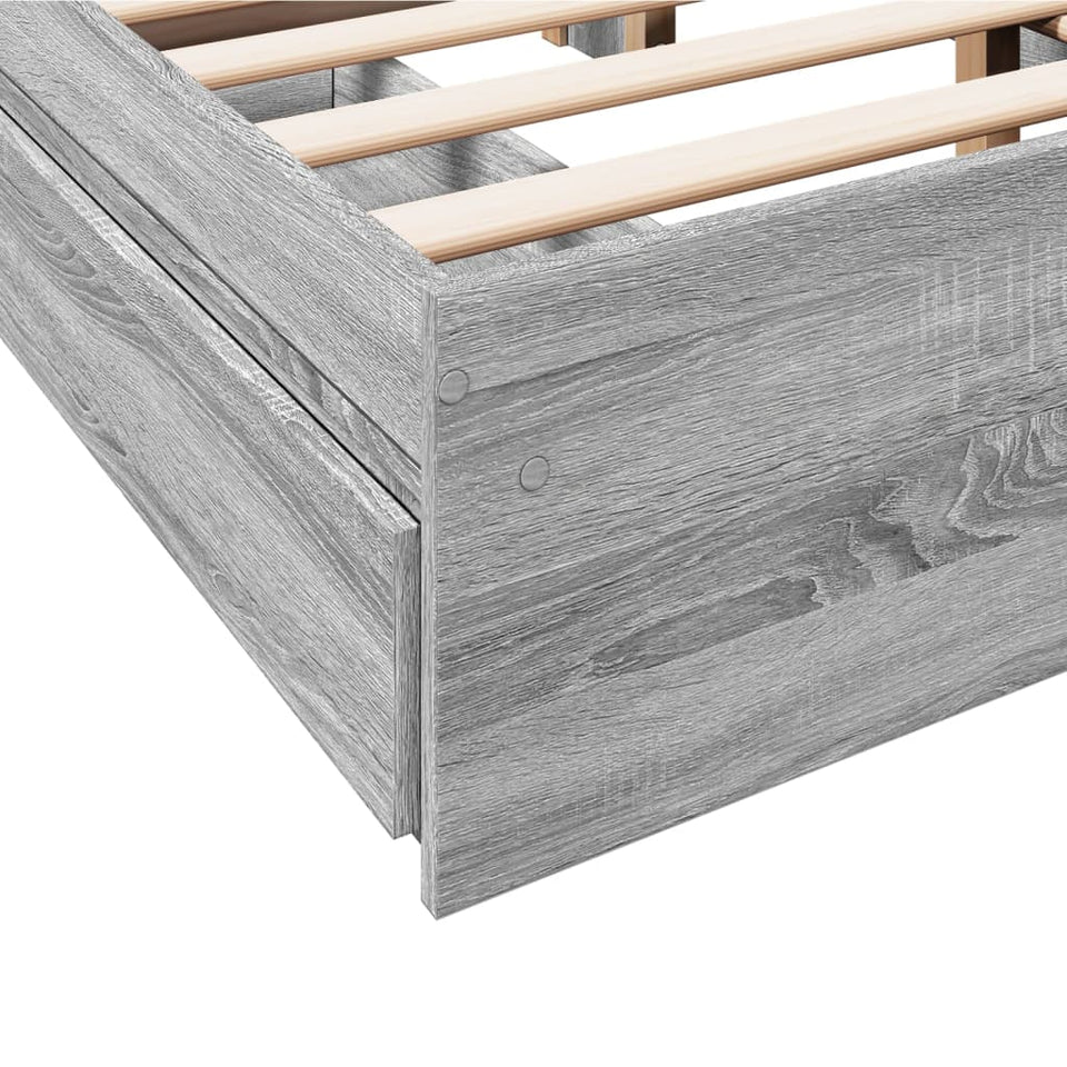 Bed Frame with Drawers without Mattress Grey Sonoma 120x200 cm