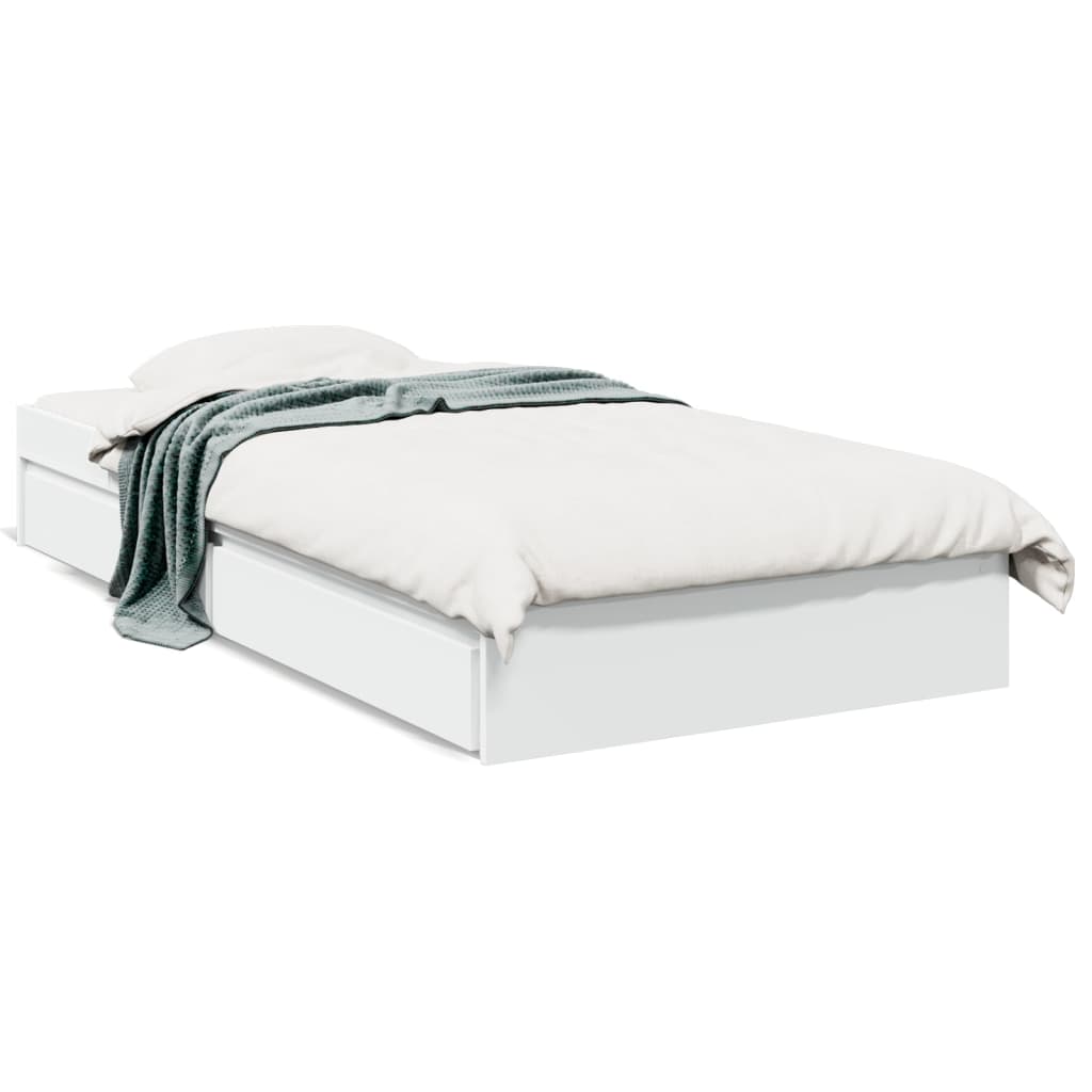 Bed Frame with Drawers without Mattress White 100x200 cm
